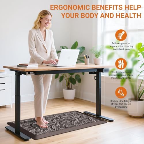 Mattitude 4/5 Inch Kitchen Mat, 20x39in Heavy Duty Ergonomic Comfort Foam Standing Desk Mat, Waterproof Non-Slip Standing Mats and Rugs for Kitchen, Office, Chocolate
