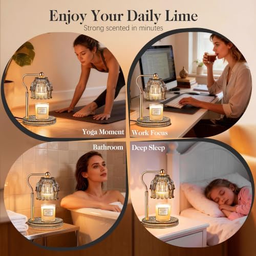 Candle Warmer Lamp with Timer Dimmer, Wax Melts Glass Lamp for Gift, Grey