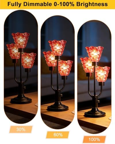 Lightdot Mid Century Modern Black Glass Table Lamp Dimmable Bulbs Included
