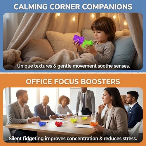 Sensory Fidget Toys for Kids Adults: Textures Sensory Flip Cube, Stress Fidgets Toys for Teen with Anxiety Autism ADHD Focus, Quiet Desk Fidget Toy for Classroom Prize, Office, Calm Down Corner
