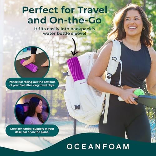 Oceanfoam Ripple Roller - Small Foam Roller for Physical Therapy (Magenta)