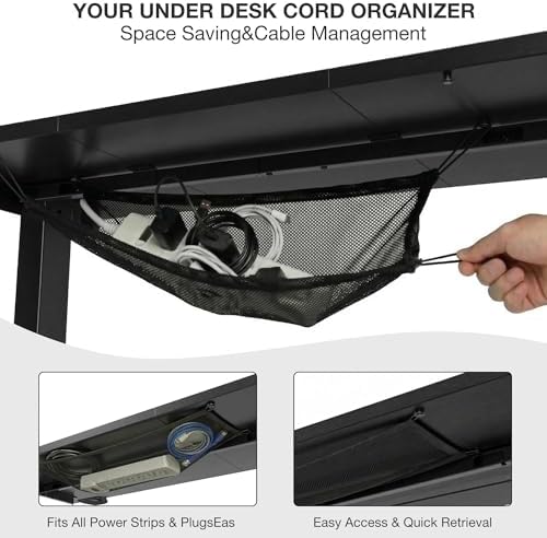 Acrolix 40x24 Electric Standing Desk with Cable Net, Black