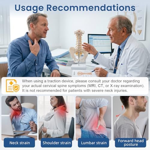 Neck Stretcher Cervical Traction,Built-in Air Pump,Neck Traction Device for Spine Decompression and Pain Relief, Office & Travel Neck Support, Adjustable Neck Traction Devices for Home Use