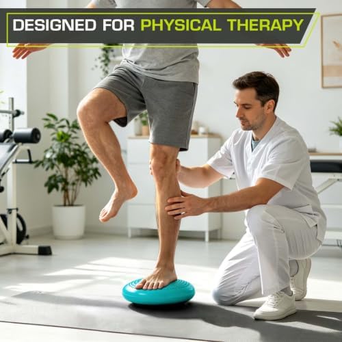 ProsourceFit Core Balance Disc, Inflatable Wobble Cushion with Hand Pump, Dual-Textured Non-Slip Surface for Core, Balance, and Stability Training, 14-inch