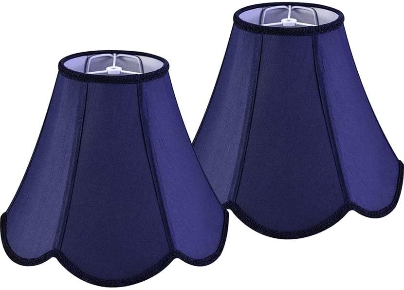 GO&SO Lamp Shade Set of 2,6" x 13" x 10.6",Scalloped Lamp Shade,Blue Petals