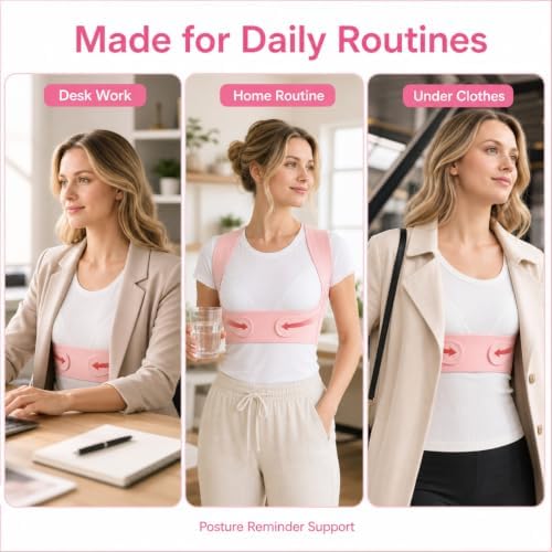 Posture Vest Back Brace Corrector for Women, Medium Adjustable Upper Back Support Brace, Low Profile Shoulder Straightener Under Clothes for Office Daily Wear and Slouching Reminder