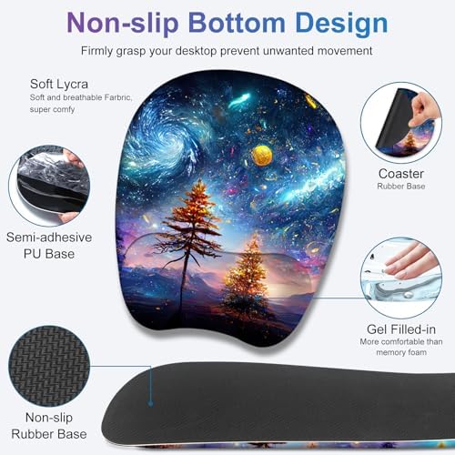 4 in 1 Large Mouse Pad, Keyboard Wrist Rest Set, Ergonomic, Non-slip, Waterproof, Colorful World