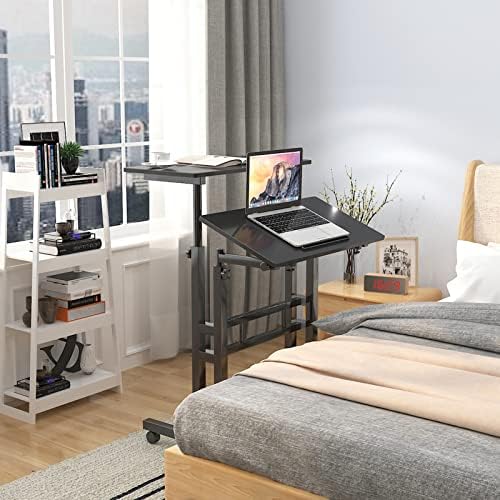 soges 23.6inch Height Adjustable Desk Laptop Desk on The Wheels, Black