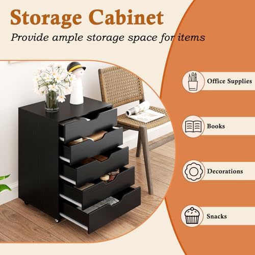 DREAMADE Rolling File Cabinet, 5-Drawer Under Desk File Cabinet