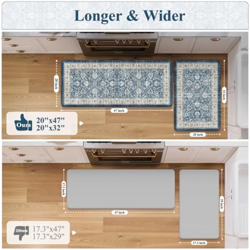 KIMODE Kitchen Mats Cushioned Anti Fatigue, Boho Oriental Kitchen Rugs Set
