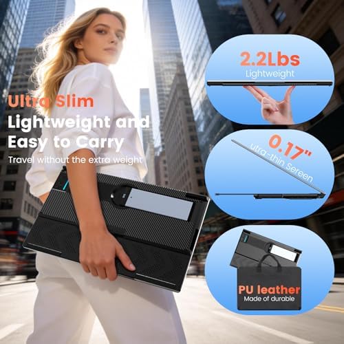 SMISEACOW Laptop Screen Extender 14" for 13-17.3'' Laptops, Portable Dual Monitor for Laptop, Ultra-Slim Clamp-On Vertical Dual IPS 1080P Screen Monitor Extender, USB-C HDMI for Office Travel