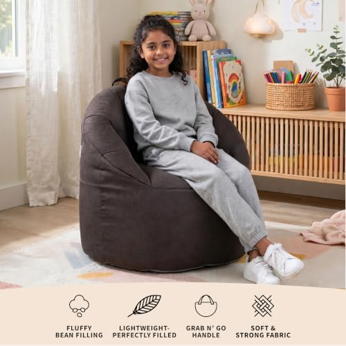 Big Joe Milano Lightweight Kids Bean Bag Chair, Cozy Cocoa