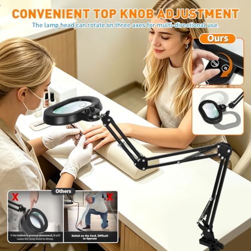 Magnifying Glass with Light and Clamp, 5in 12X 30X Extended Arm