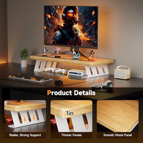 Monitor Stand Riser, 24 Inch Wood Desk Monitor Riser for Laptop/PC/Printer