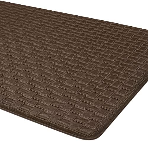 Woven-Embossed Faux-Leather Anti-Fatigue Mat, 18 x 30 in, Espresso