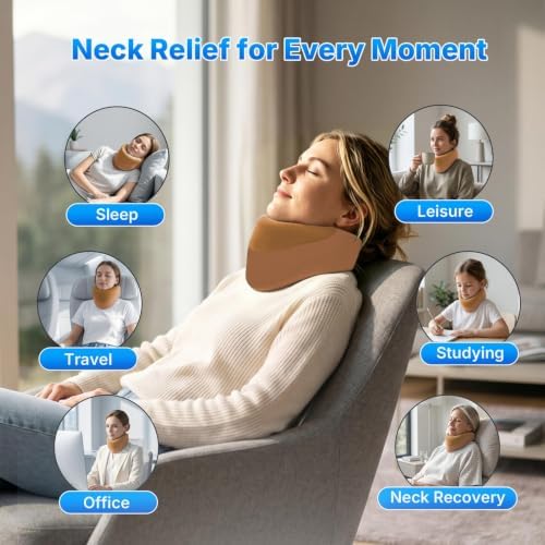 Yunari Cordless Neck Brace for Cervical Spine, Neck Posture Corrector with Intelligent Adjust and Hot Compress Function, Neck Support Brace for Men and Women