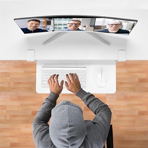 ETHU Small Keyboard Tray Under Desk with C-Clamp, 19.7x11.81", White