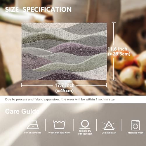 Monochromatic Abstract Linen Placemats, Halftone Effect Minimalist Art Table Mats for Table Washable Heat Insulation Thick Dining Mat, Indoor/Outdoor 12X18 in 4 Pcs