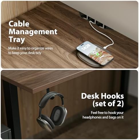 Agilestic L Shaped Standing Desk Adjustable Height, 59 Inch, Dark Walnut