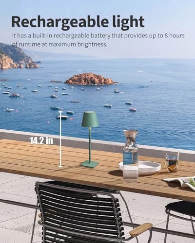 KDG 2 Pack Cordless Green Table Lamps, Rechargeable Portable LED Desk Lamps