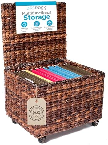 BIRDROCK HOME Rolling File Cabinet Box with Wheels, Espresso, 17.5x14.5x13