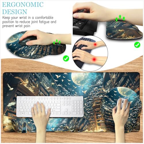 LIMKRIAN Anime Book Mouse Pad Set Large Desk Matt for Desktop Decor