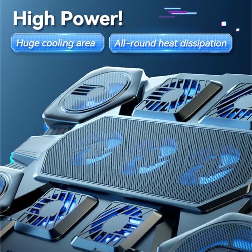 Gaming Laptop Cooling Pad - 11 High Speed Turbo Fans Ultra Quiet Laptop Cooler Stand with RGB Lights Digital Display Height Adjustable for 17 Inch Laptop