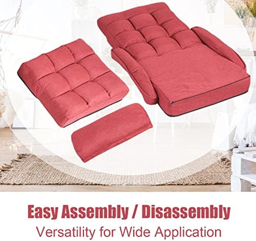 GIANTEX Folding Floor Chair with 6-Position Adjustable Backrest (Red)