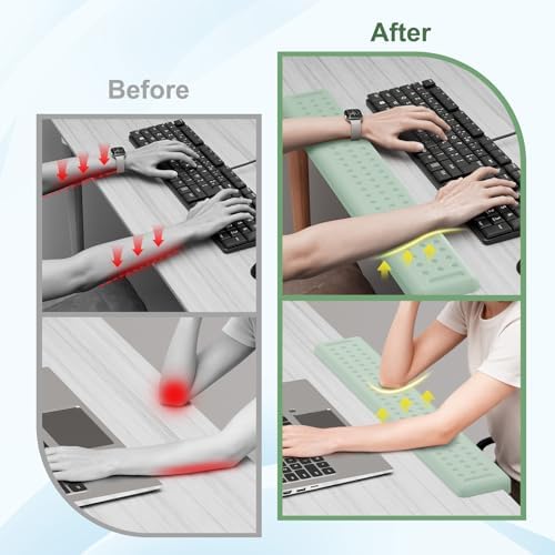 Leolee L-Shaped Desk Long Wrist Rest Elbow 60CM, Pale Green Arm Rest Desk