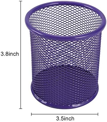 EasyPAG Pencil Holder for Desk, 2 Pack Metal Pen Organizer, Mesh Pencil Cup Organizer for Home, Office, Classroom, School, Purple