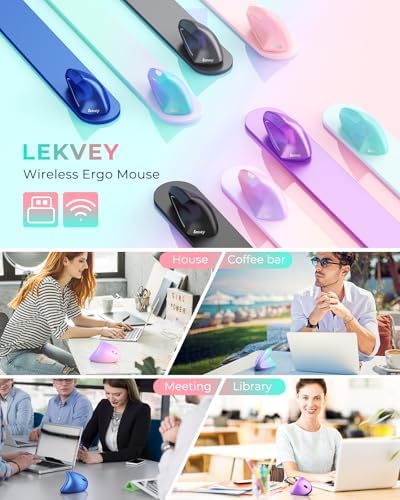 Lekvey Ergonomic Mouse, Rechargeable Wireless Vertical Mouse, Pink Green