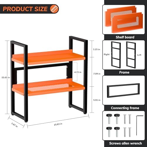 Brakki Desk Shelf Organizer, 2-Tier Desktop Bookshelf, Small Office Shelf