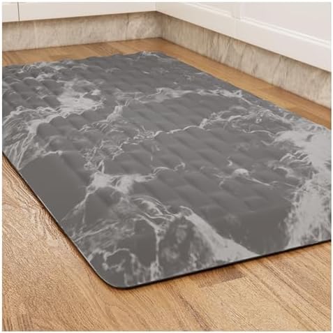 5/6 Inch Thick Water Absorbing Comfort Mat, Anti-Fatigue Floor Mat, Standing Desk Mat, for Kitchen Home Ofiice & Bathroom - Durable Foam, Cushioned Non-Slip (19" x 32", White Marble Pattern)