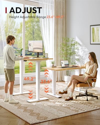 SANODESK Solid Bamboo Dual Motor Standing Desk, 220 lbs, 48×24