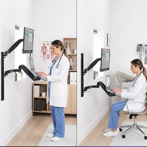 VIVO Black Monitor & Laptop Tray Wall Mount, STAND-SIT1L