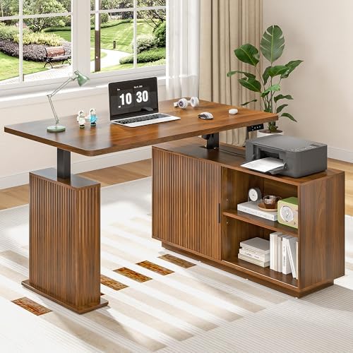 L Shaped Electric Standing Desk, Corner Sit Stand Up Desk, Executive Desk