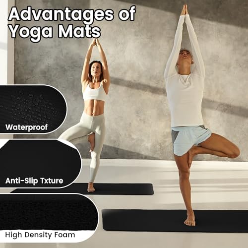 Fitvids 1/2-inch Thick High Density Exercise Yoga Mat with Carrying Strap