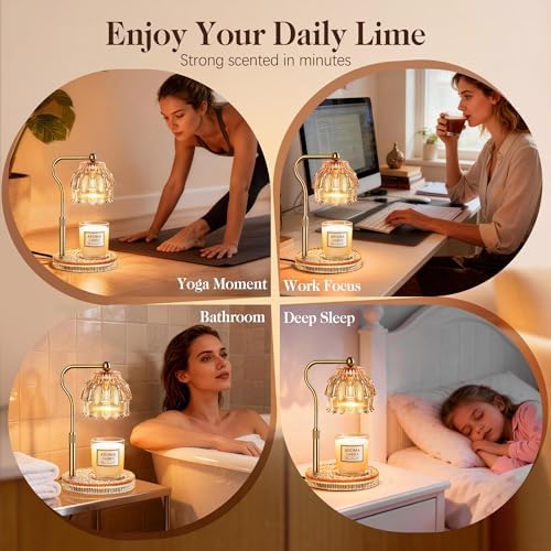 Candle Warmer Lamp with Timer Dimmer, Wax Melts Glass Lamp for Gift, Amber