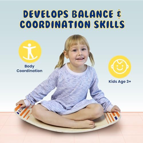 New Bounce Balance Board - Premium Wooden Wobble Board for Exercise & Balance Training - Supports Up to 480 Lbs. - Versatile Rocking Balance Boards for All Ages