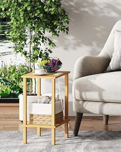 TUTOTAK End Table with Charging Station, Side Table Set of 2, Nightstand