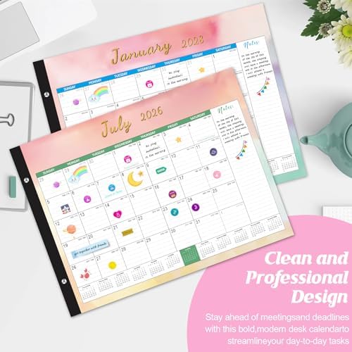 Large Desk Calendar 2027-2028,Jan 2027-Jun 2028,Gannyfer 18-Month Calendar