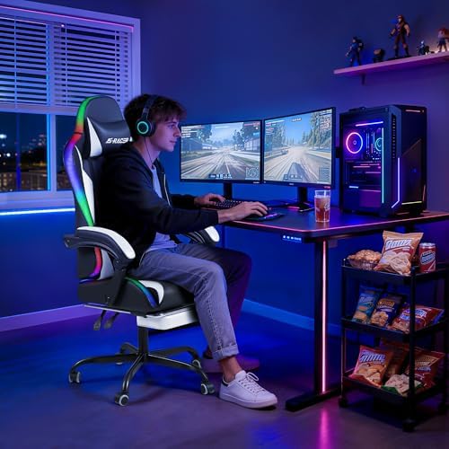 Homall Ergonomic Gaming Chair, High-Back Racing Style PC Chair, White