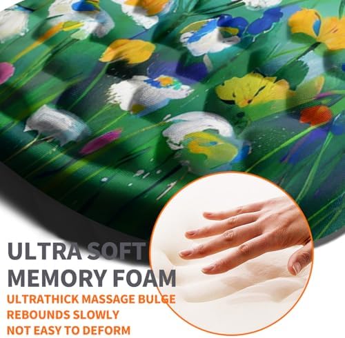 Ergonomic Joint Wrist Support Mouse Pad with Memory Foam Cushion Massage Bump, Carpal Tunnel Pain Relief Mousepad Slope Design for Wrist Rest, 11.8x7.9 in, Iris