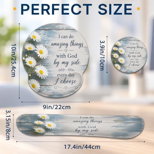 Bible Verse Daisy Ergonomic Wrist Rest Mouse Pad Set with Keyboard Cushion