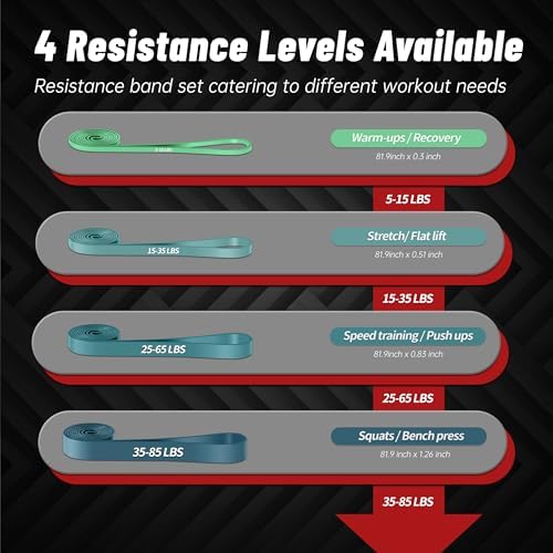 4-Level Resistance Bands for Working Out, Pull Up Assistance Bands