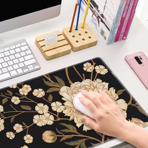 Desk Mat, Large Mouse Pad, 31.5" x 11.8" XL Extended Gaming Mousepad, Desktop Decor Desk Pad, Cute Men Women Office Supplies and Accessories, XL Mouse Pad for Laptop & Keyboard, White Peony