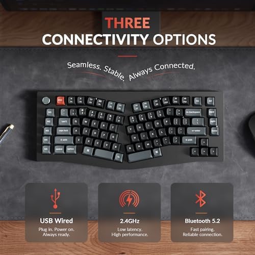 Keychron V10 Ultra 8K Wireless Mechanical Keyboard, 75% Alice Ergonomic Layout with Knob, 8000Hz 2.4GHz/USB-C Wired, Bluetooth 5.3, ZMK, Hot-Swappable Banana Linear Switches for Mac, Windows & Linux