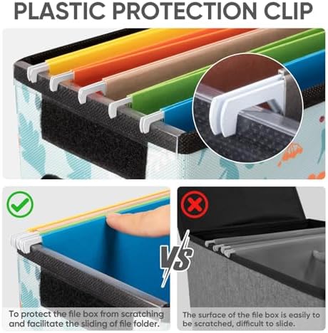 BALEINE File Organizer Box with Lid, Collapsible Hanging File Storage Box