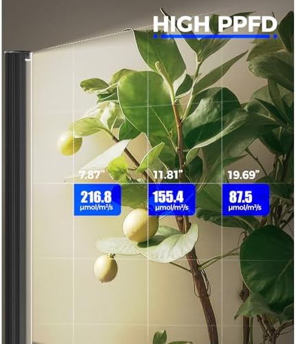 Barrina T1S Vertical Grow Light, 65W Full Spectrum, 5FT-5.6FT Height, Black