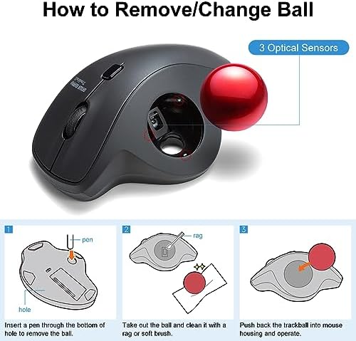 SANWA 34mm/1.34in Trackball, Replacement Ball for Logitech m575, m570, MX Ergo, Perixx, Kensington, and Other Compatible Trackball Mouse, Glossy Black + Red, Set of 2